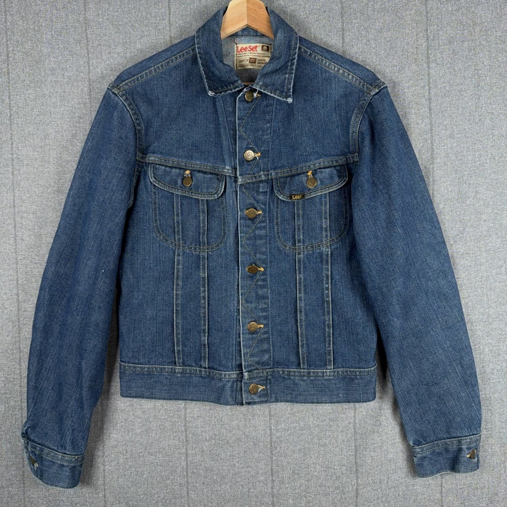 Lee Riders‎ Sanforized 70s USA 38 Denim Jacket Blue Trucker Jacket Patch Repairs